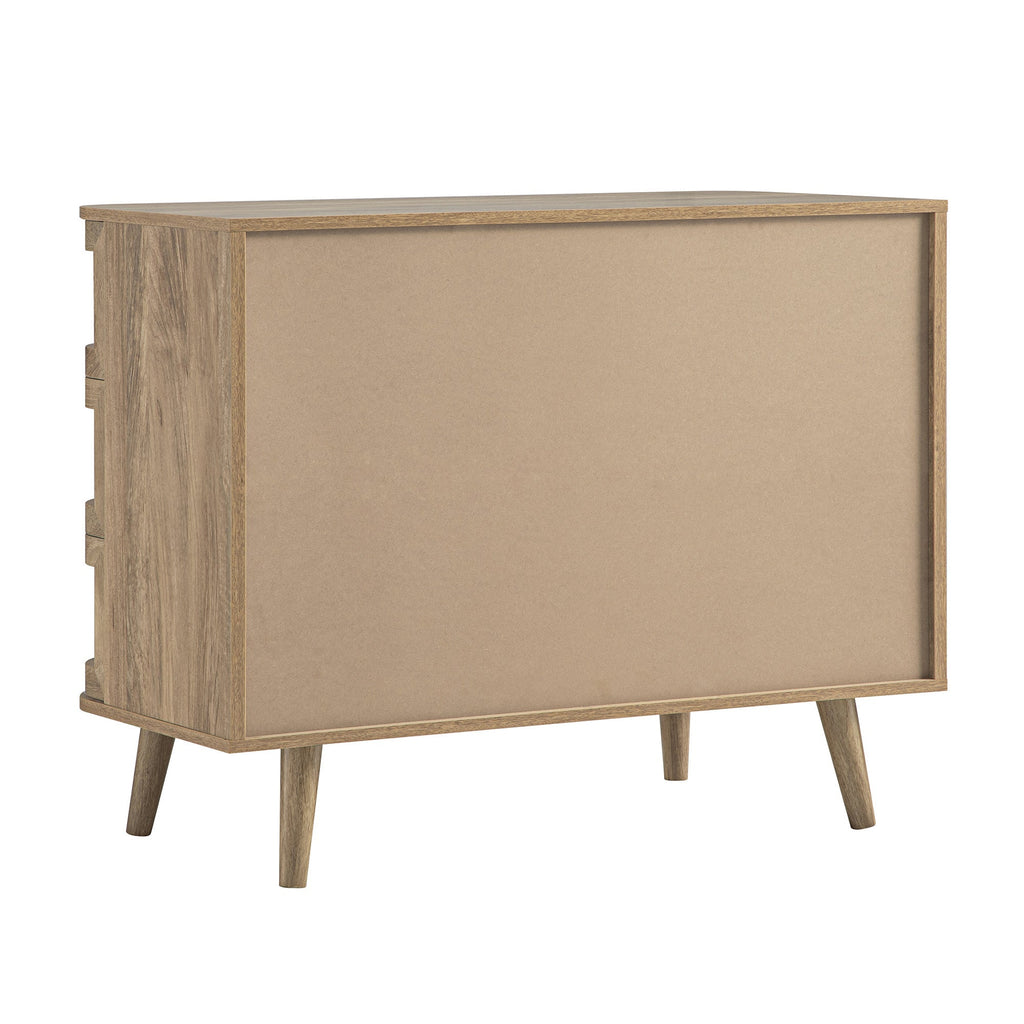Izzy Curved Rattan 3 Drawer Dresser, Natural