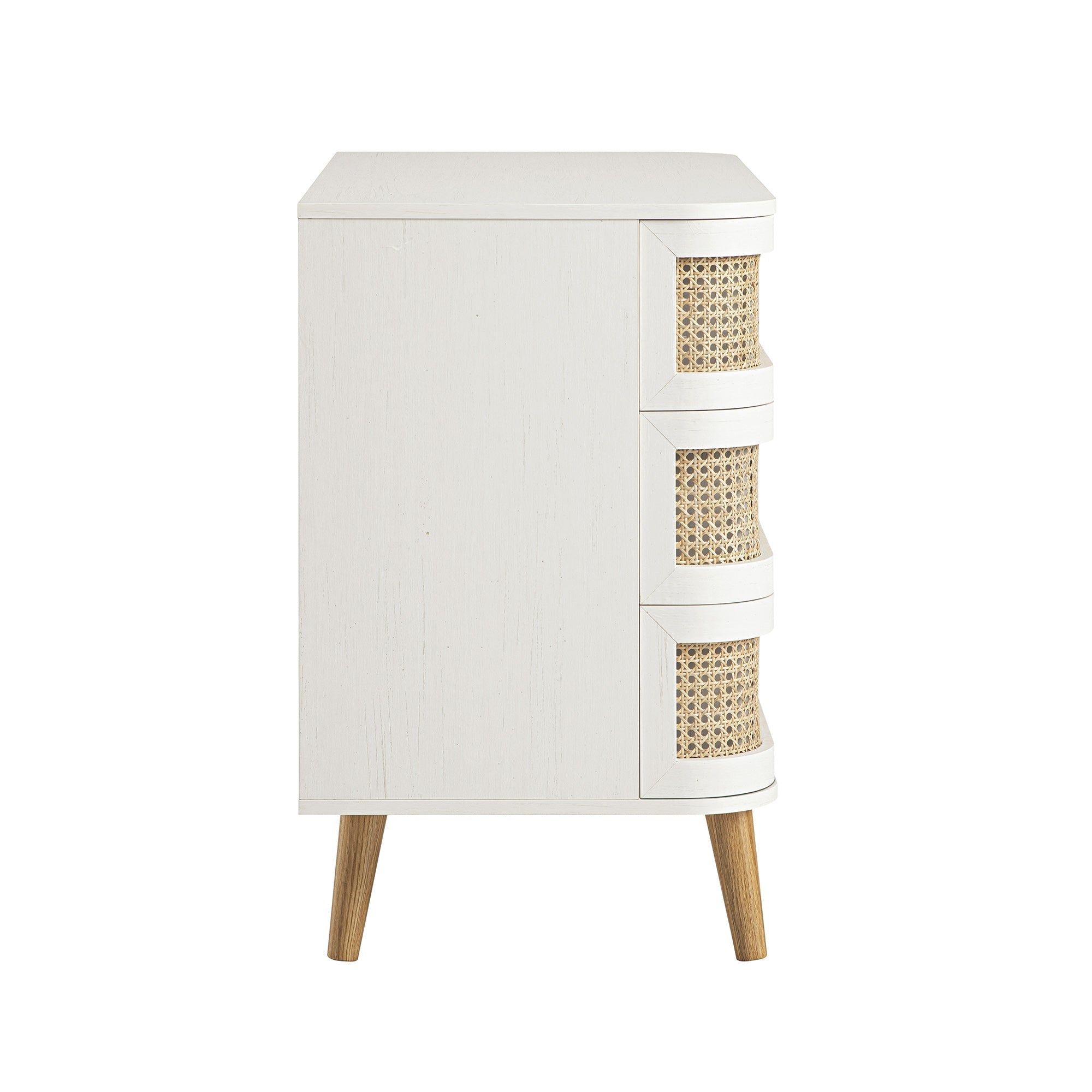 Izzy Curved Rattan 3 Drawer Dresser, White