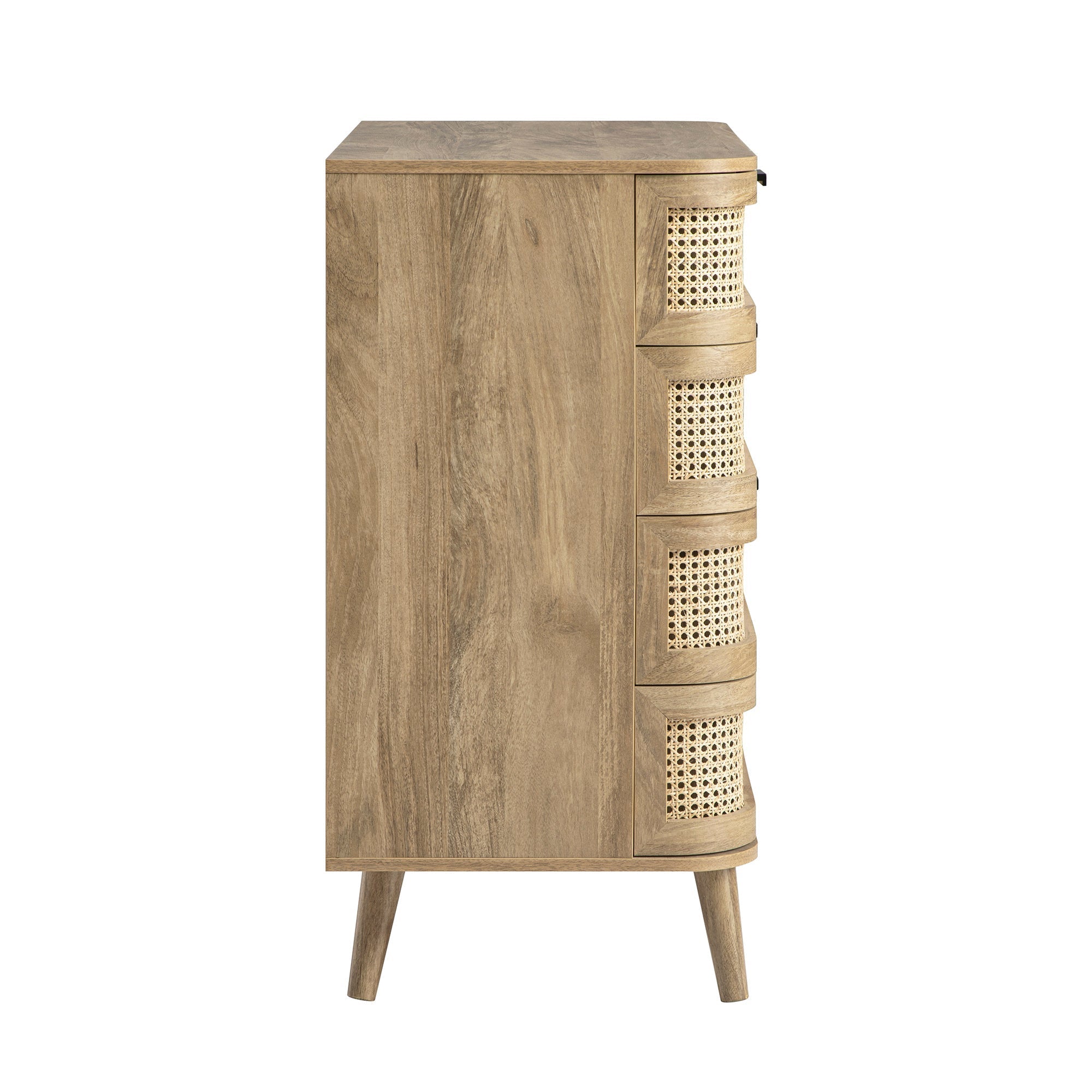 Izzy Curved Rattan 5 Drawer Dresser, Natural