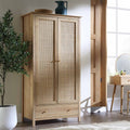 Frances Rattan Double Closet with 1 Drawer, Natural