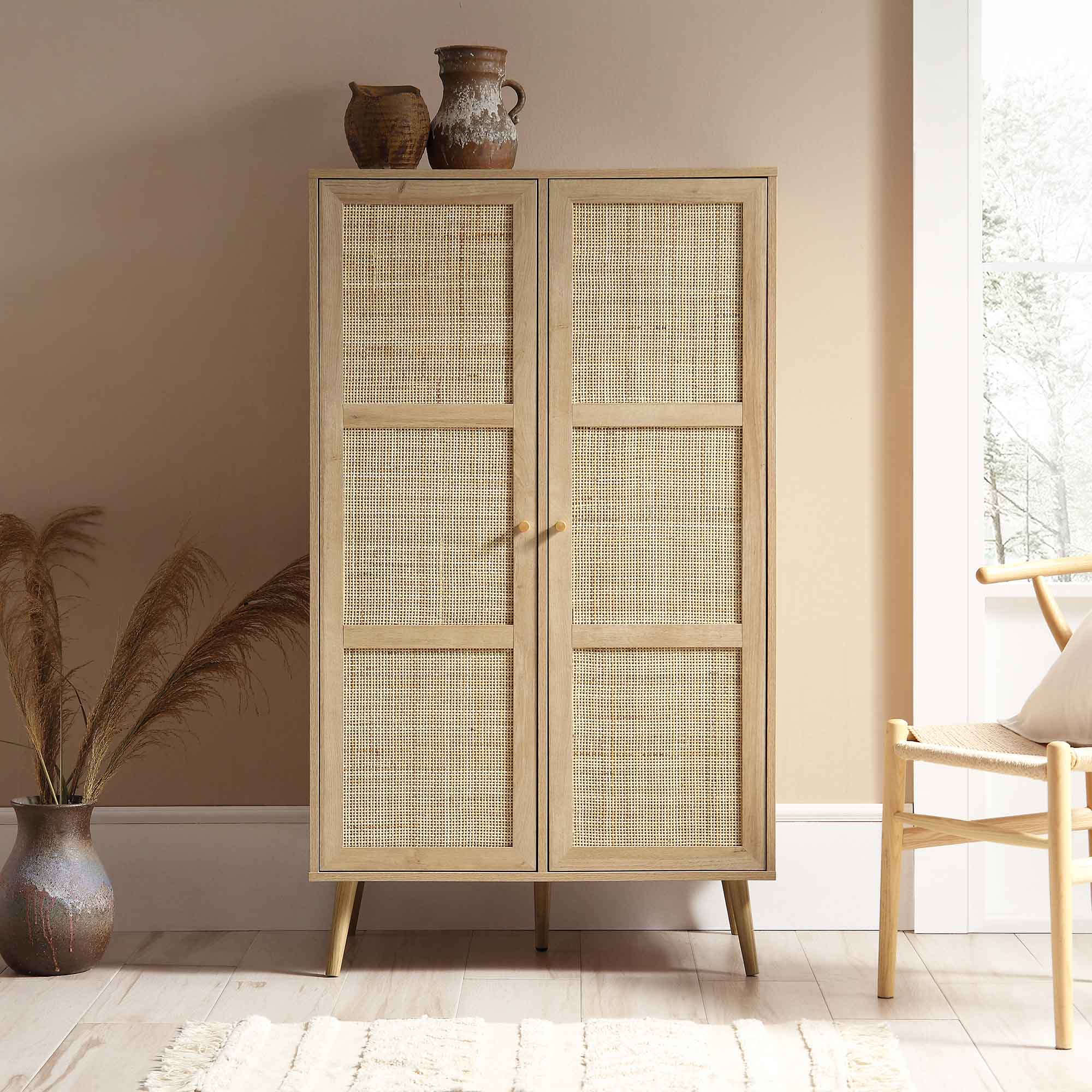 Frances Woven Rattan Compact Double Closet, Natural