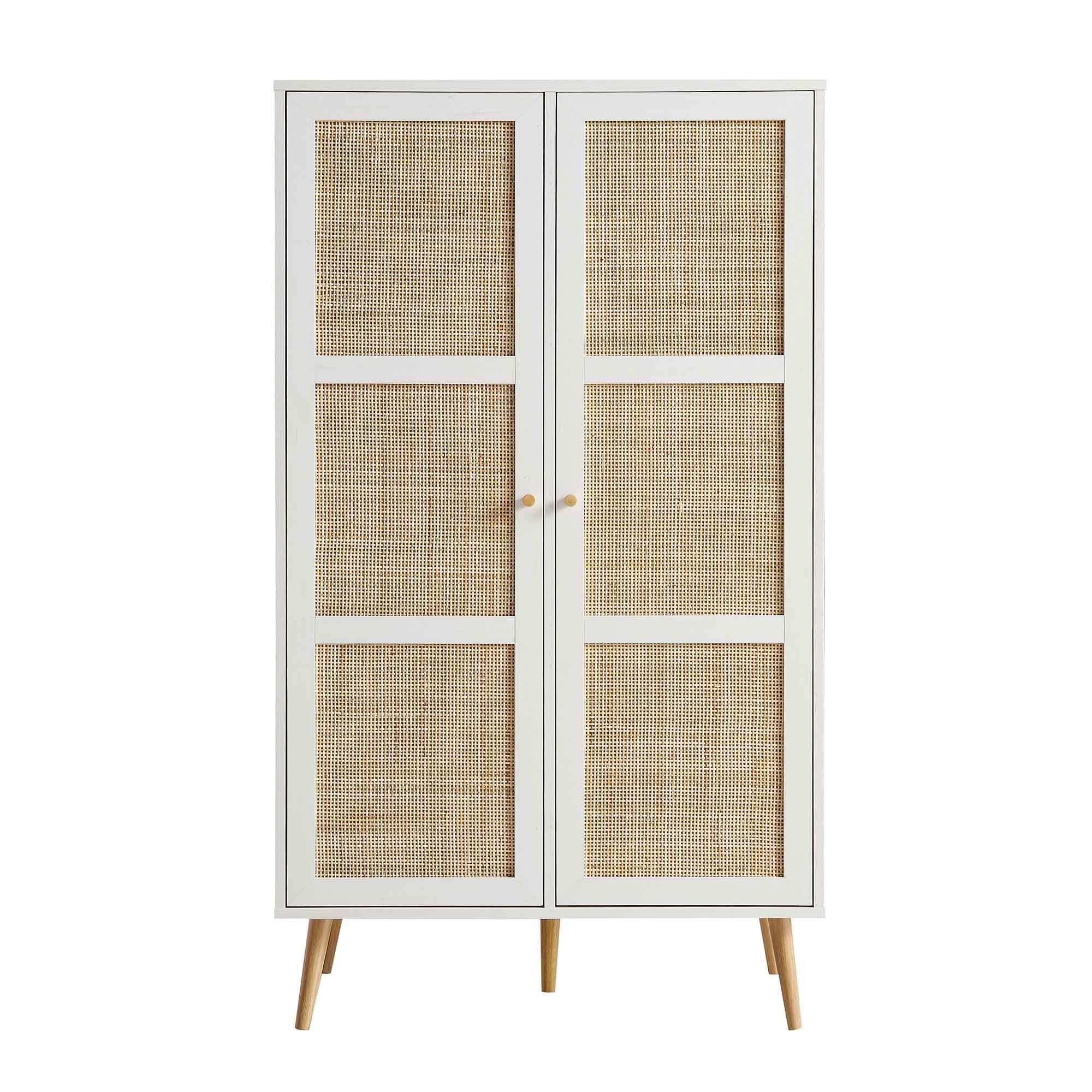 Frances Woven Rattan Compact Double Closet, White