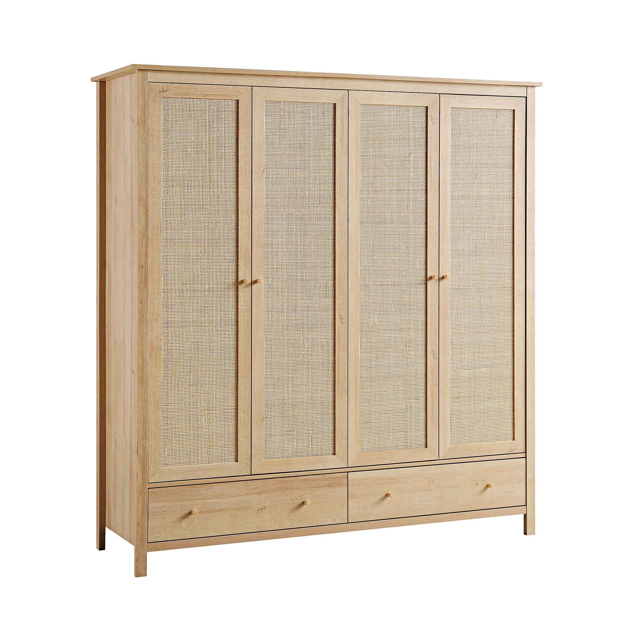 Frances Rattan 4-Door Closet with 2 Drawers, Natural