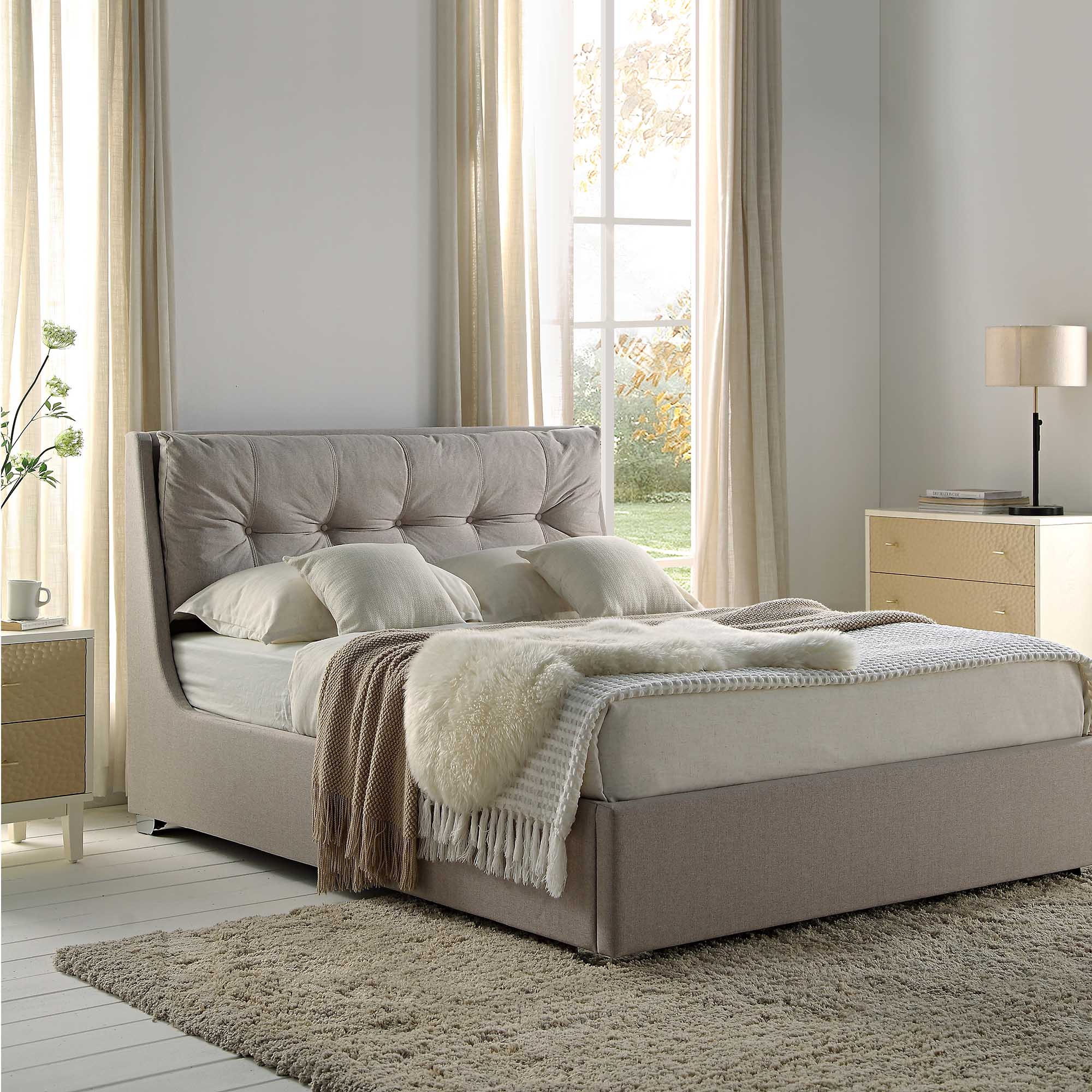 Hadley Stone Fabric Ottoman Storage Bed