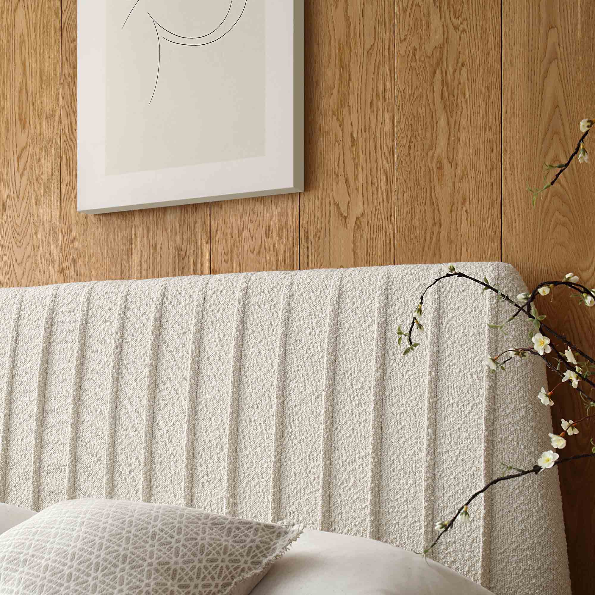 Helia Pleated Ottoman Storage Bed, Beige Boucle