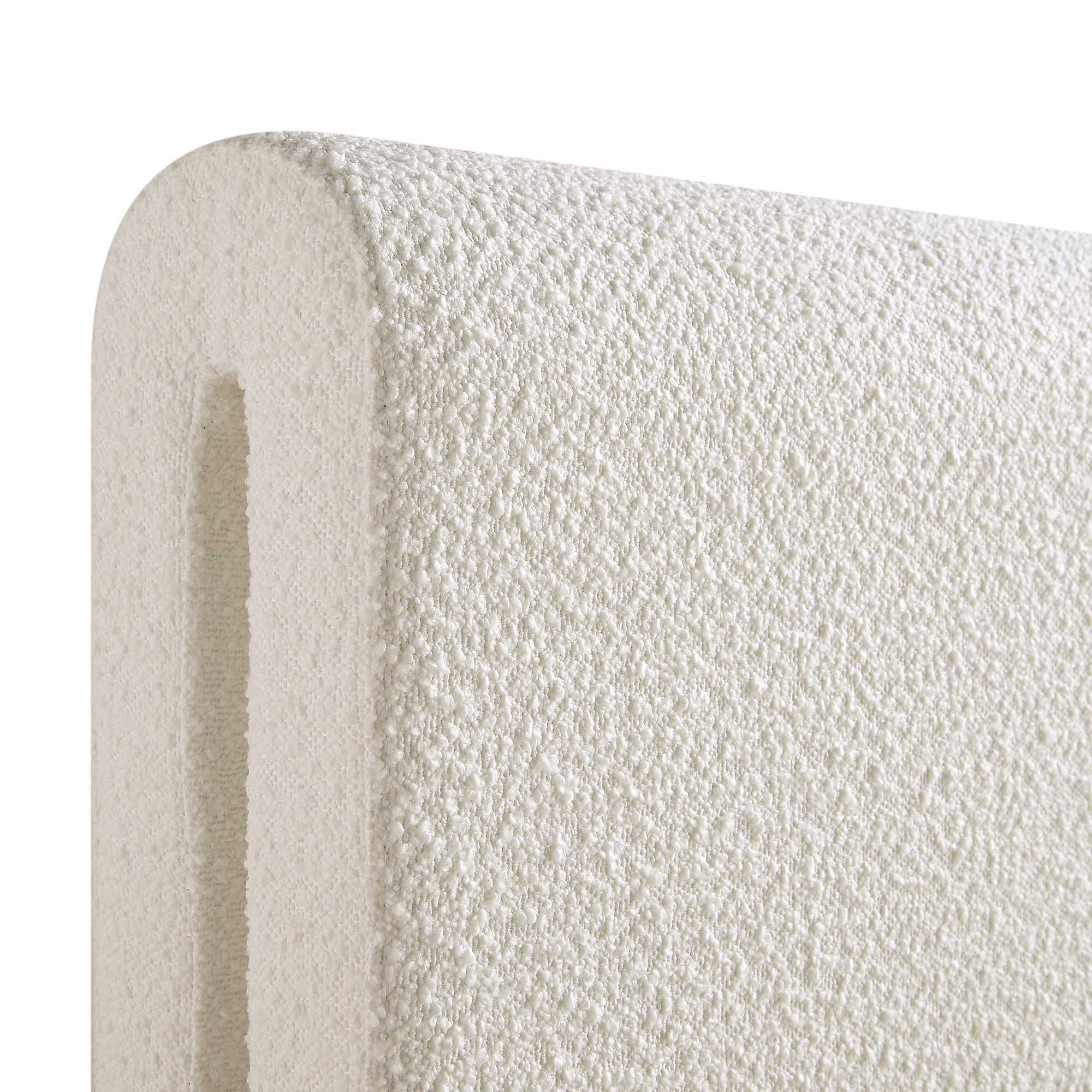 Hampstead Ecru Boucle Curved Bed with 4-Drawer Storage