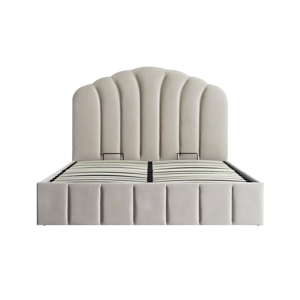 Hana Ottoman Storage Bed, Warm Stone Velvet