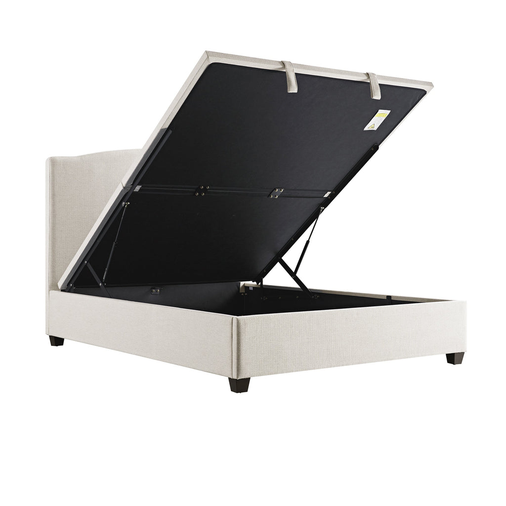 Chilworth Upholstered Ottoman Storage Bed, Ivory Weave Fabric