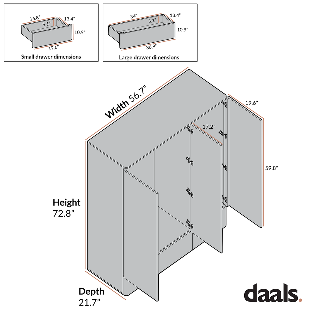 Agnes Curved Edge Triple Closet, Natural
