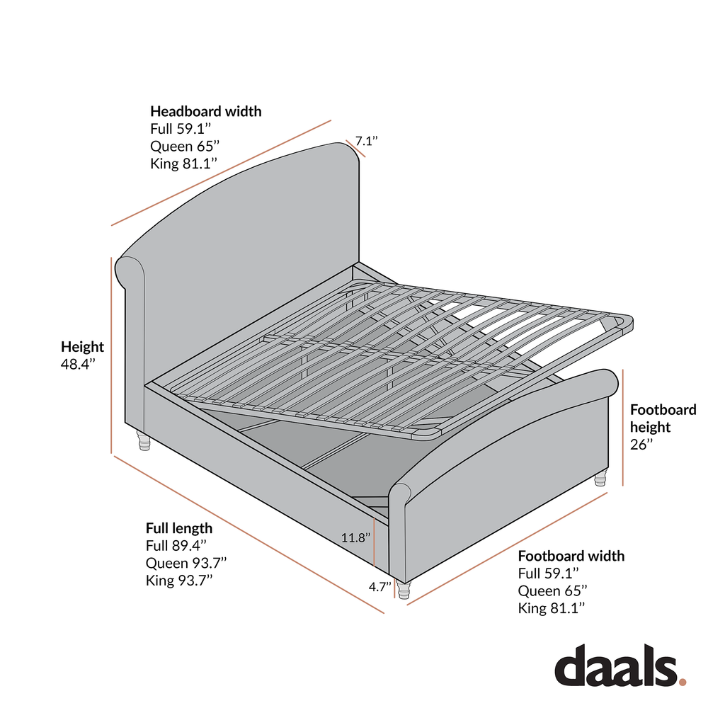 Porchester Ottoman Storage Sleigh Bed, Oatmeal Woven Textured Fabric