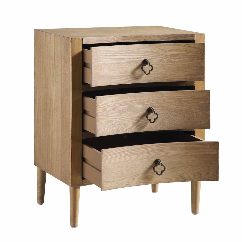 Thalia Concave 3 Drawer Nightstand, Natural