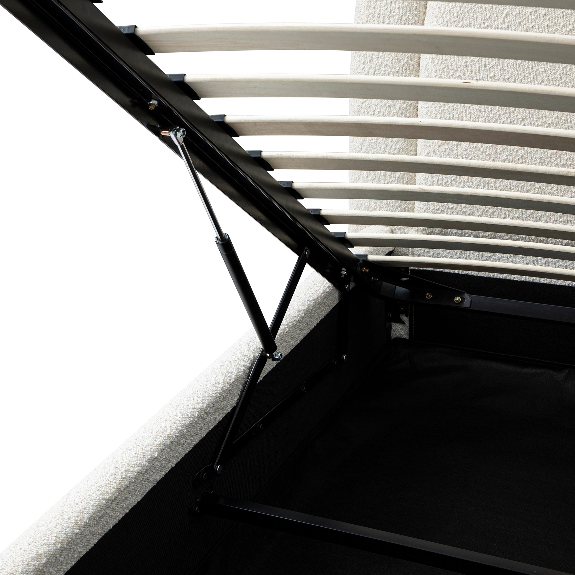 Luella Upholstered Wooden Plinth Base Storage Bed, Ecru Boucle