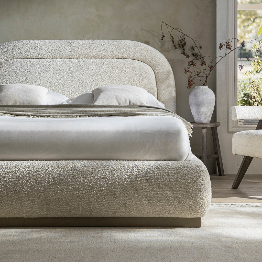 Luella Upholstered Wooden Plinth Base Storage Bed, Ecru Boucle