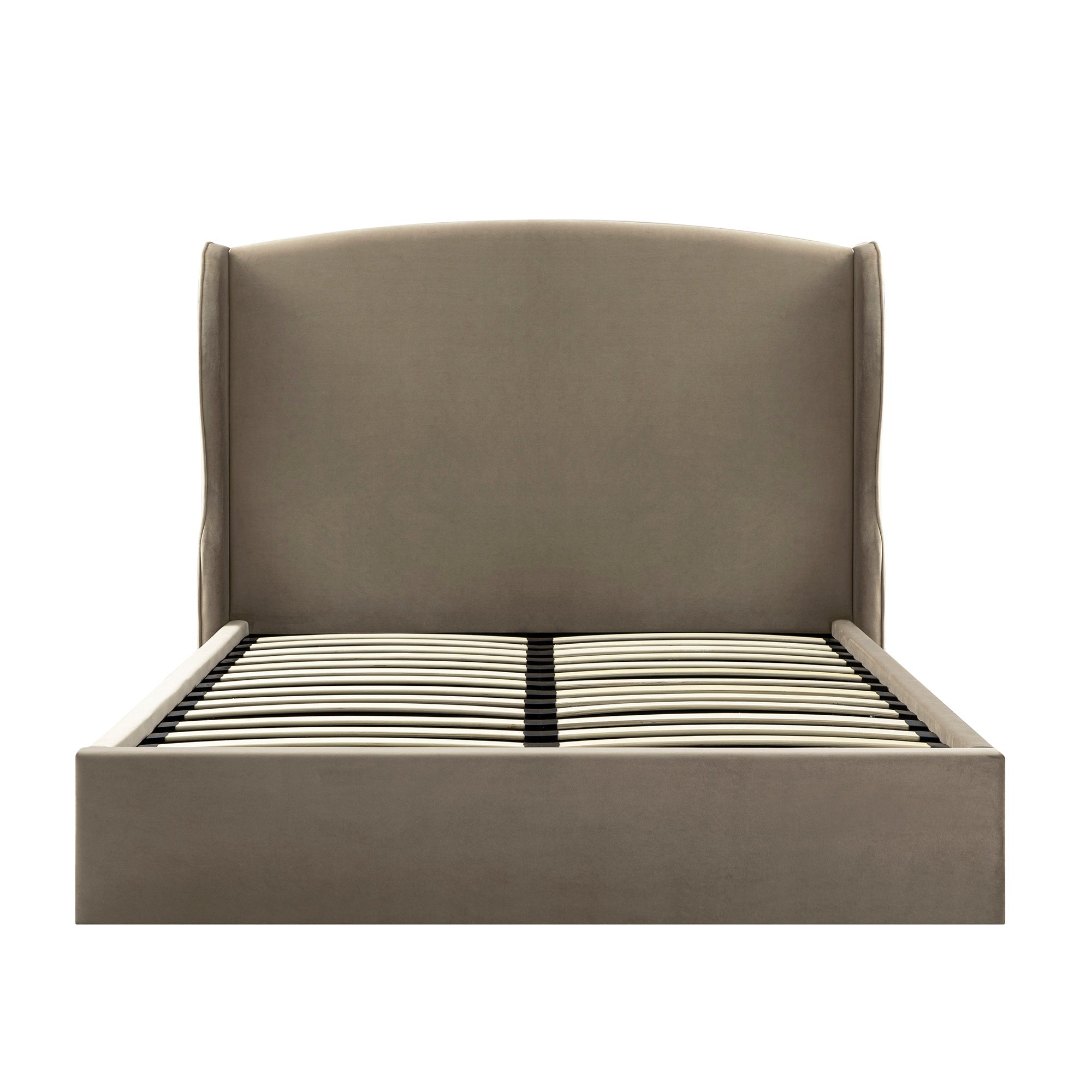 Kimberly Winged Upholstered Storage Bed, Taupe Velvet